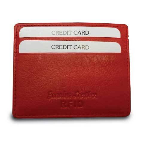 Red Genuine Cowhide Leather RFID 6-Card Slim Wallet GM22531