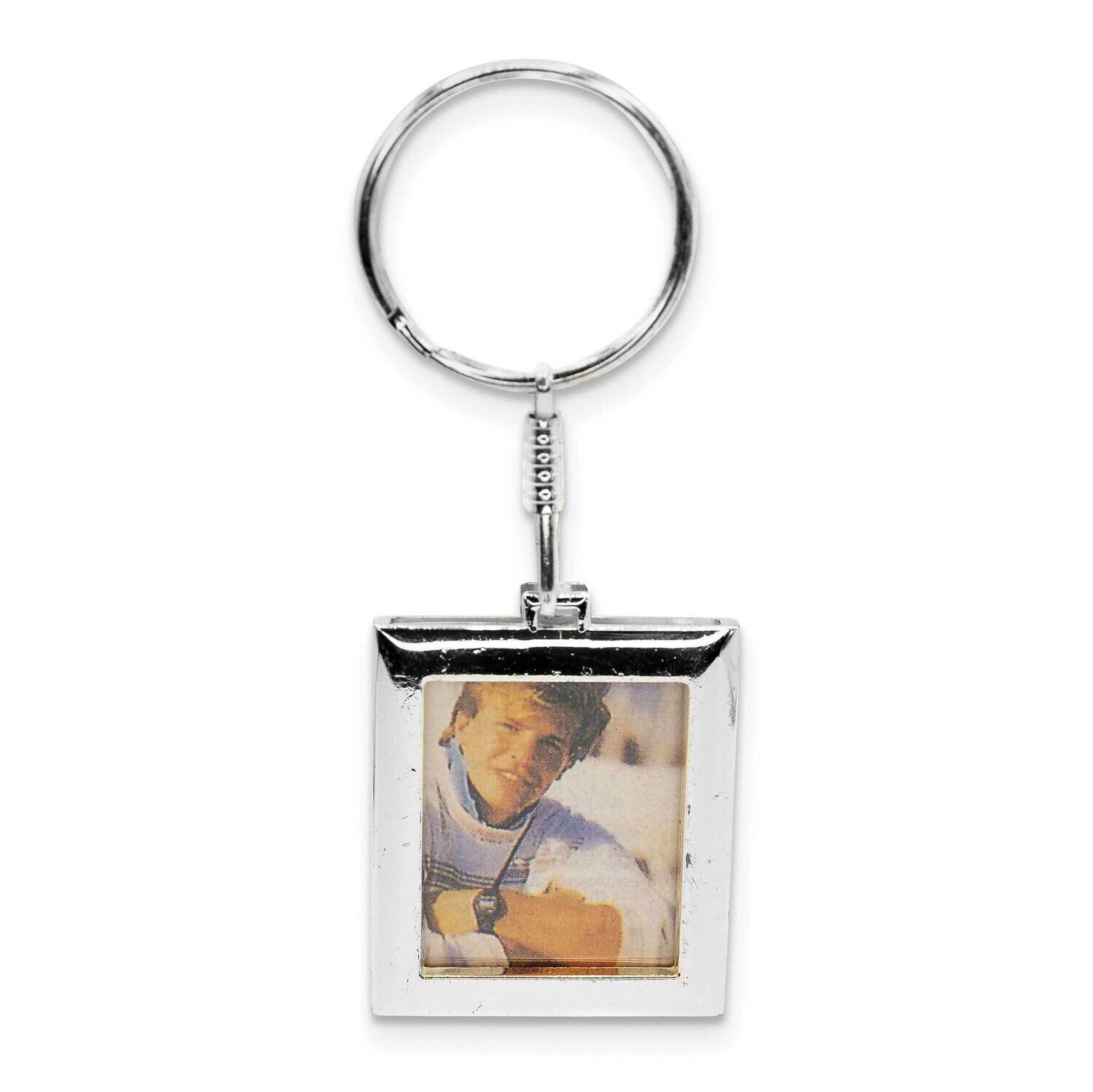 Silver-tone 1x1 Inch Photo Picture Frame Key Ring GM22537
