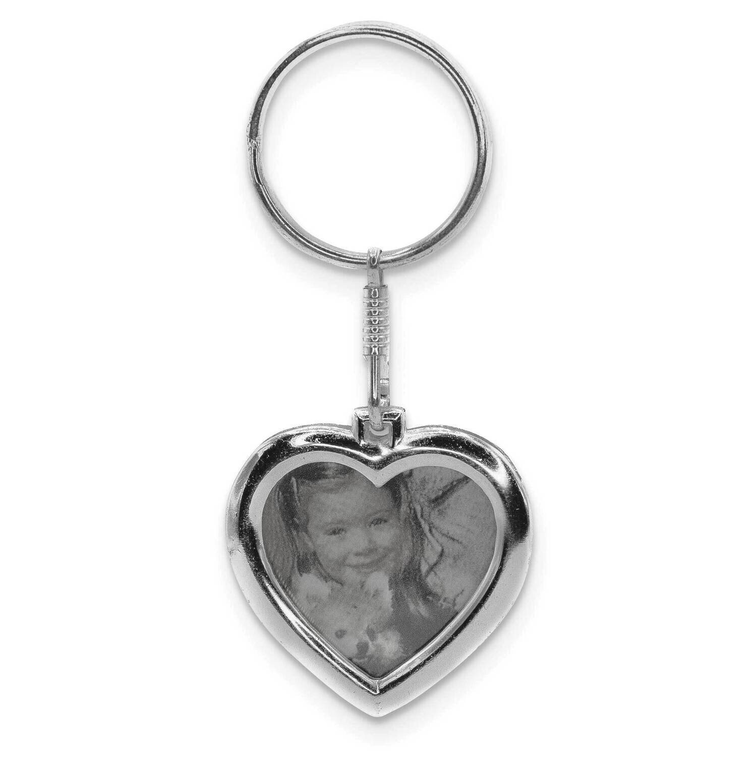 Silver-tone Heart 1x1 Inch Photo Picture Frame Key Ring GM22538