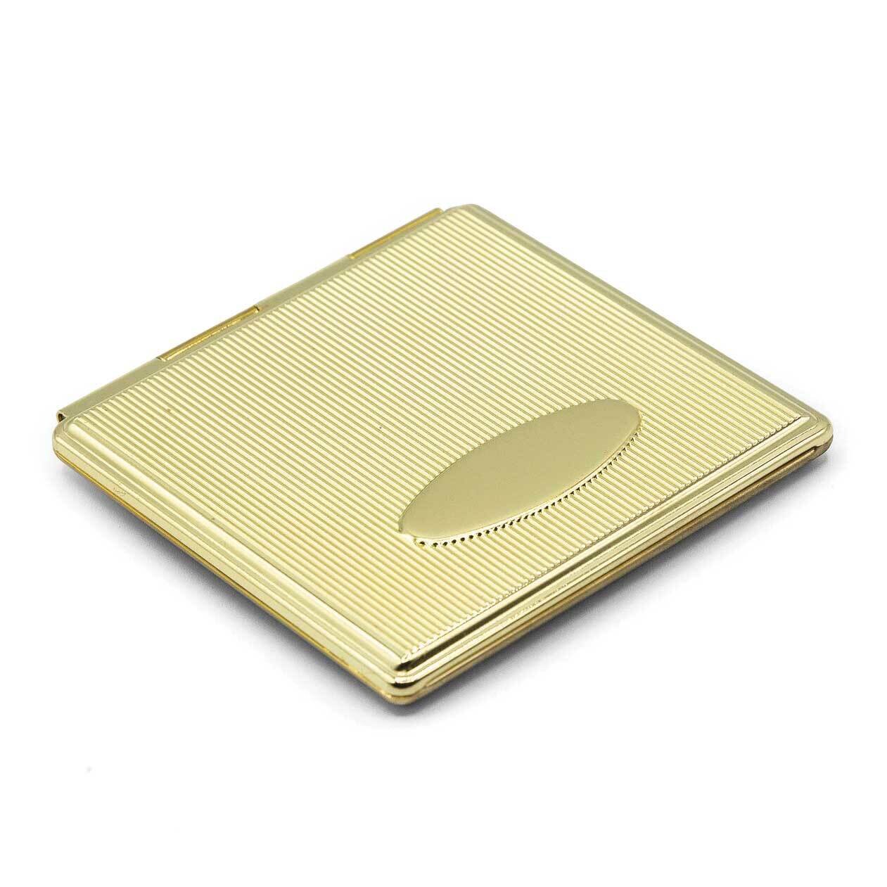 Gold-tone Etched Lines Square Compact Mirror GM22572