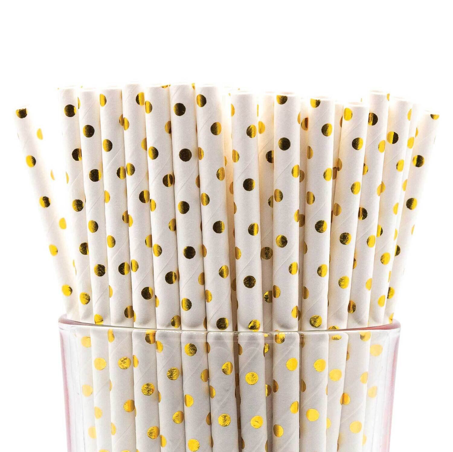 Pack of 150 Shiny Gold Dot Bio-degradable Paper Straws GM22604, MPN: GM22604, 788089150945