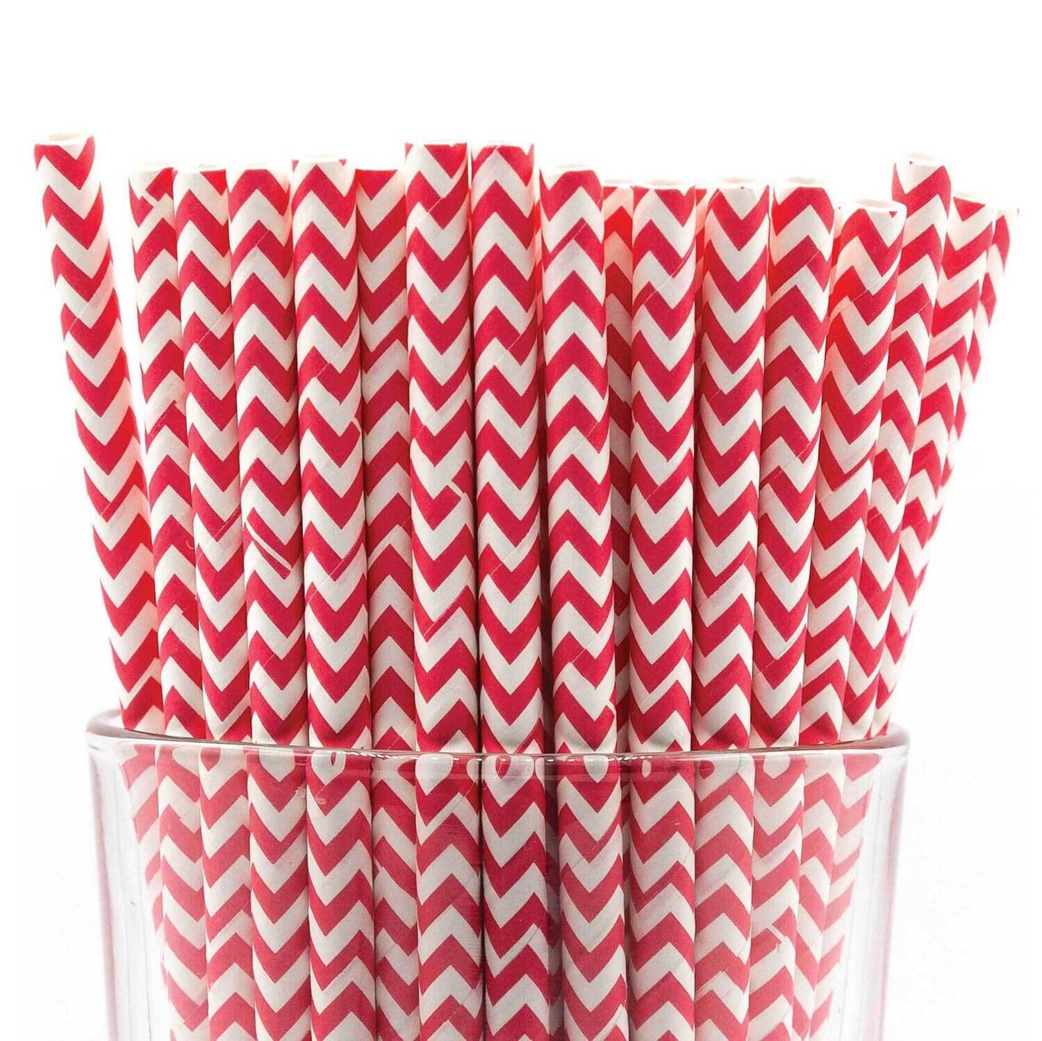 Pack of 150 Red Chevron Bio-degradable Paper Straws GM22617, MPN: GM22617, 788089151089
