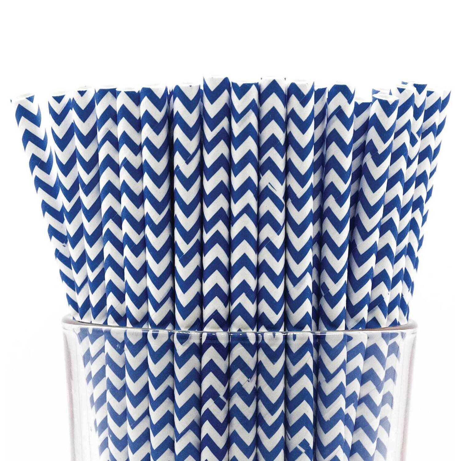 Pack of 150 Navy Chevron Bio-degradable Paper Straws GM22620, MPN: GM22620, 788089151119