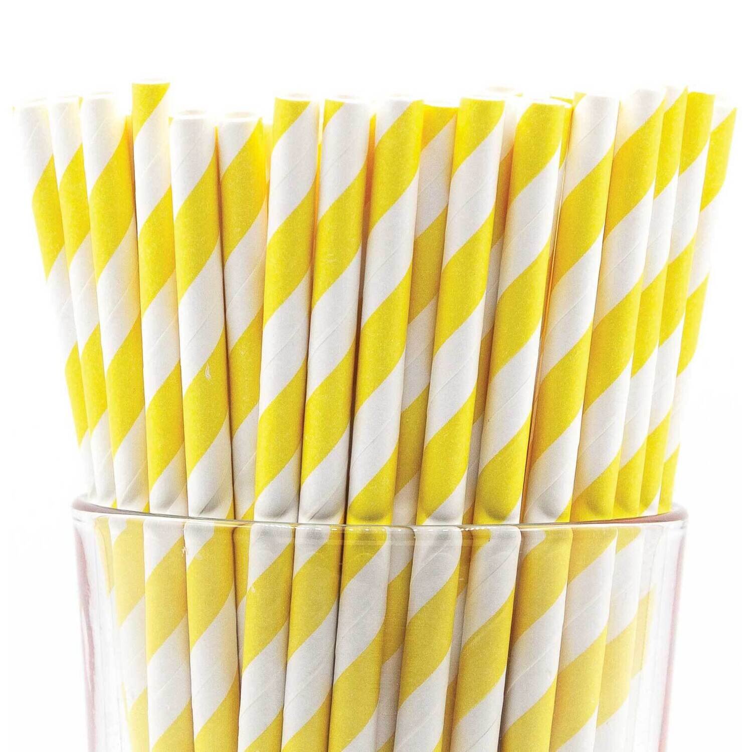 Pack of 150 Yellow Wide Stripe Bio-degradable Paper Straws GM22624, MPN: GM22624, 788089151157