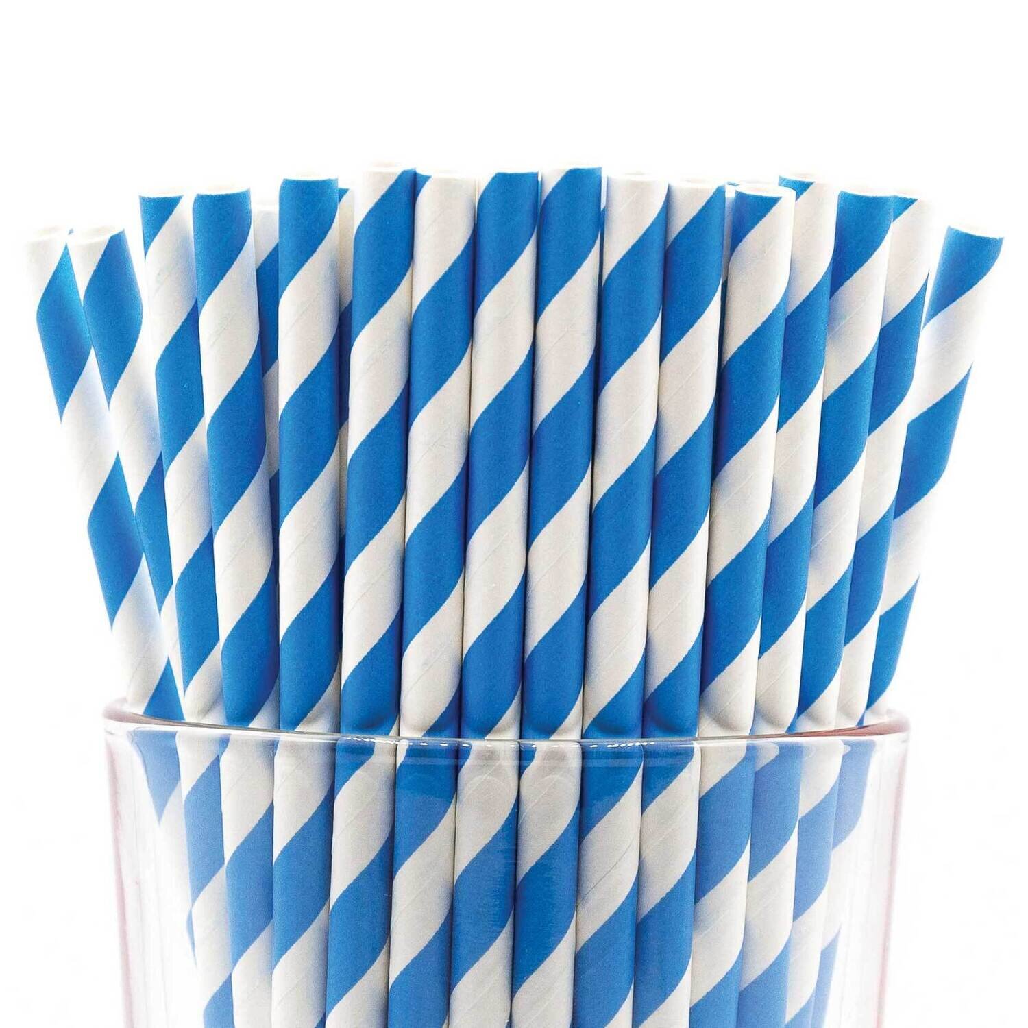 Pack of 150 Blue Wide Stripe Bio-degradable Paper Straws GM22625