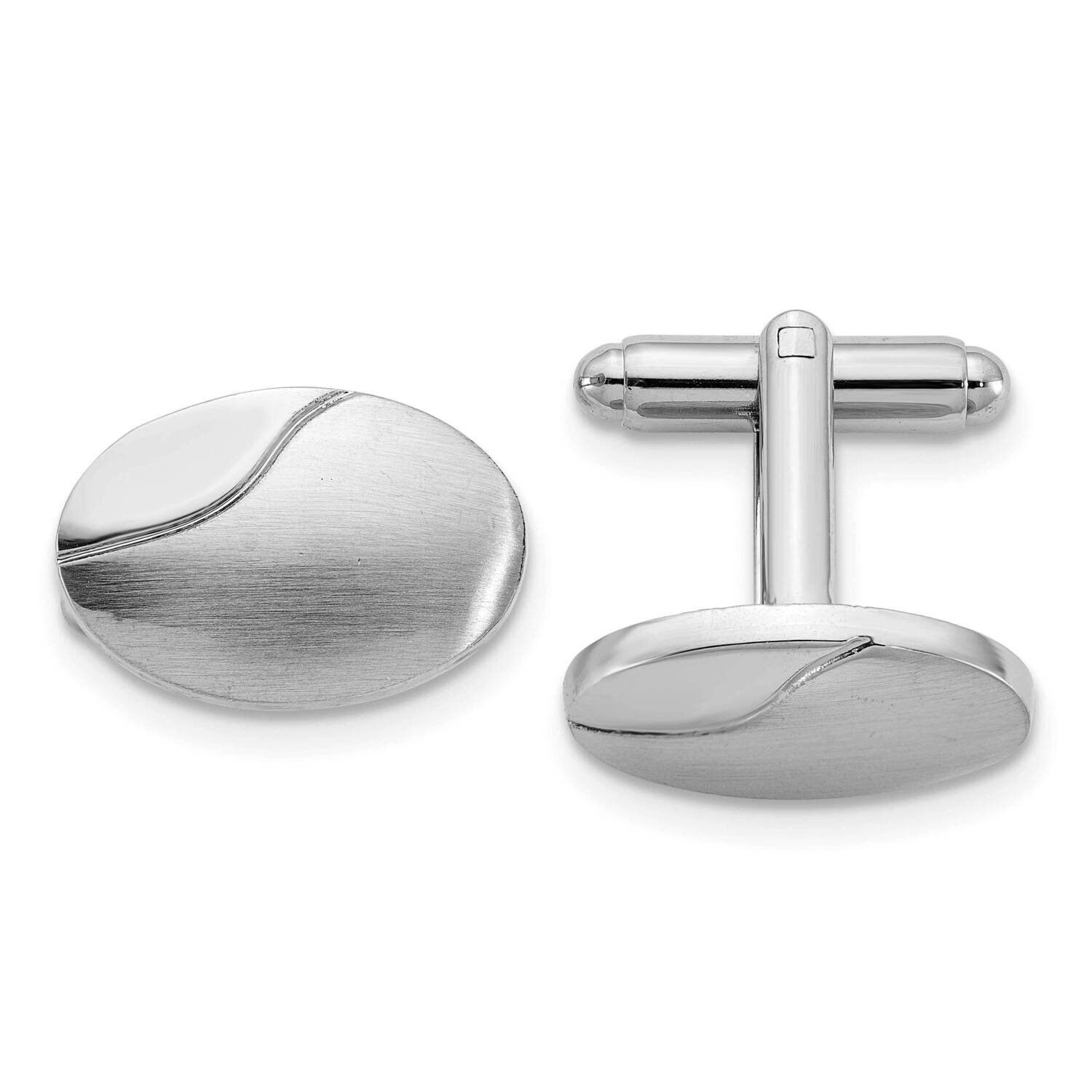 Silver-tone Brushed Polished Oval Cufflinks GM22654