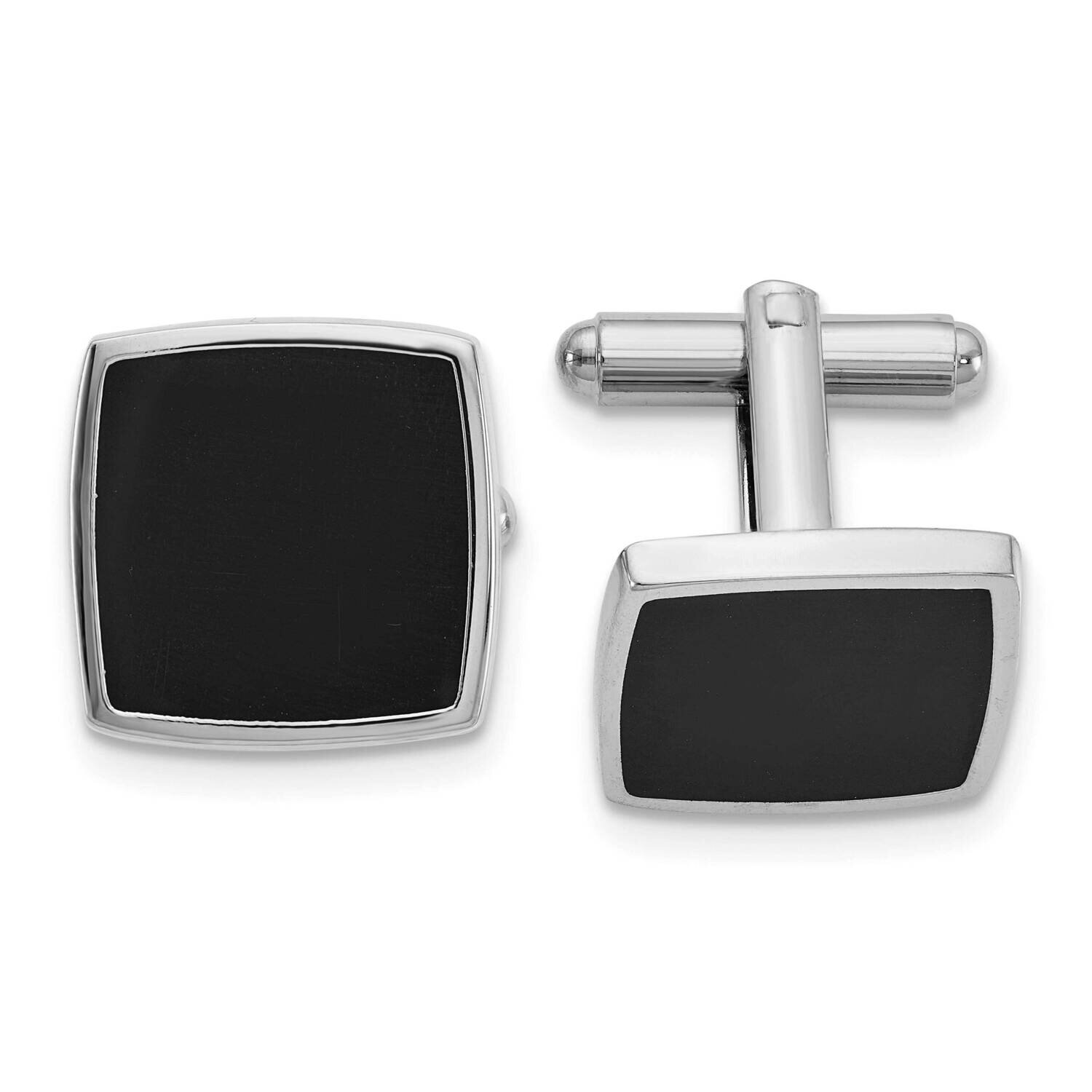 Silver-tone Black Enamel Cufflinks GM22655