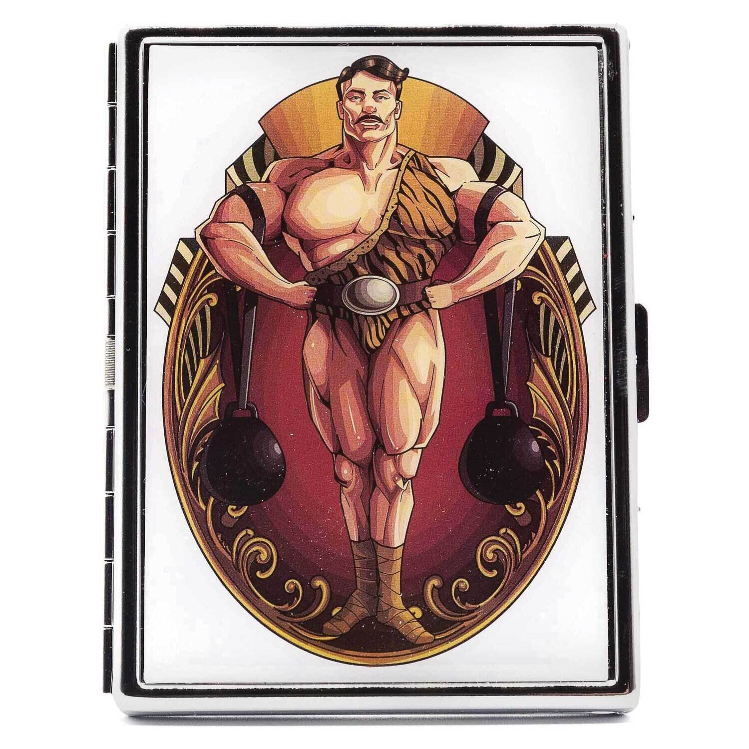 Silver-tone Vintage Style Weightlifter Epoxy 9-Cigarette Card Case GM22672, MPN: GM22672, 788089153…