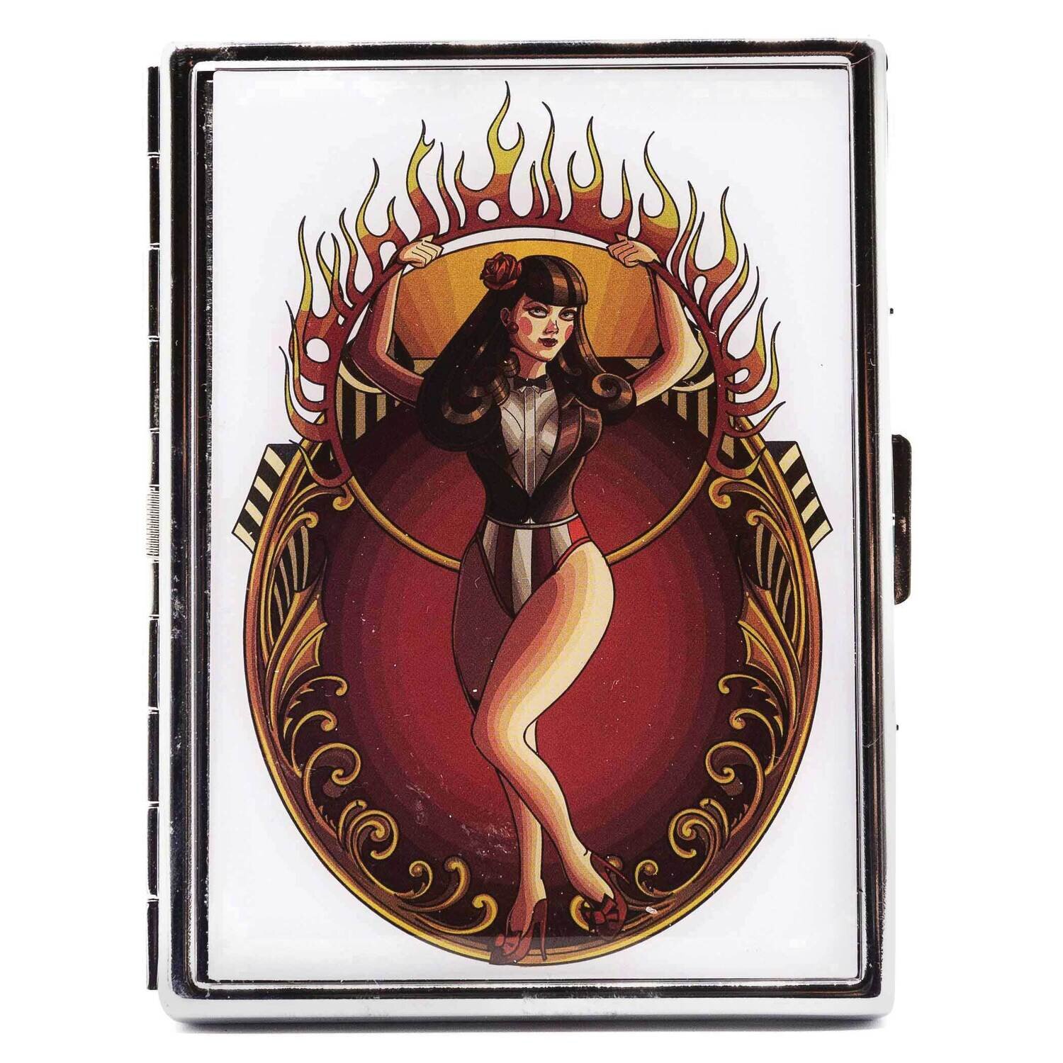 Silver-tone Vintage Style Hula Hoop Epoxy 9-Cigarette Card Case GM22675, MPN: GM22675, 788089153137