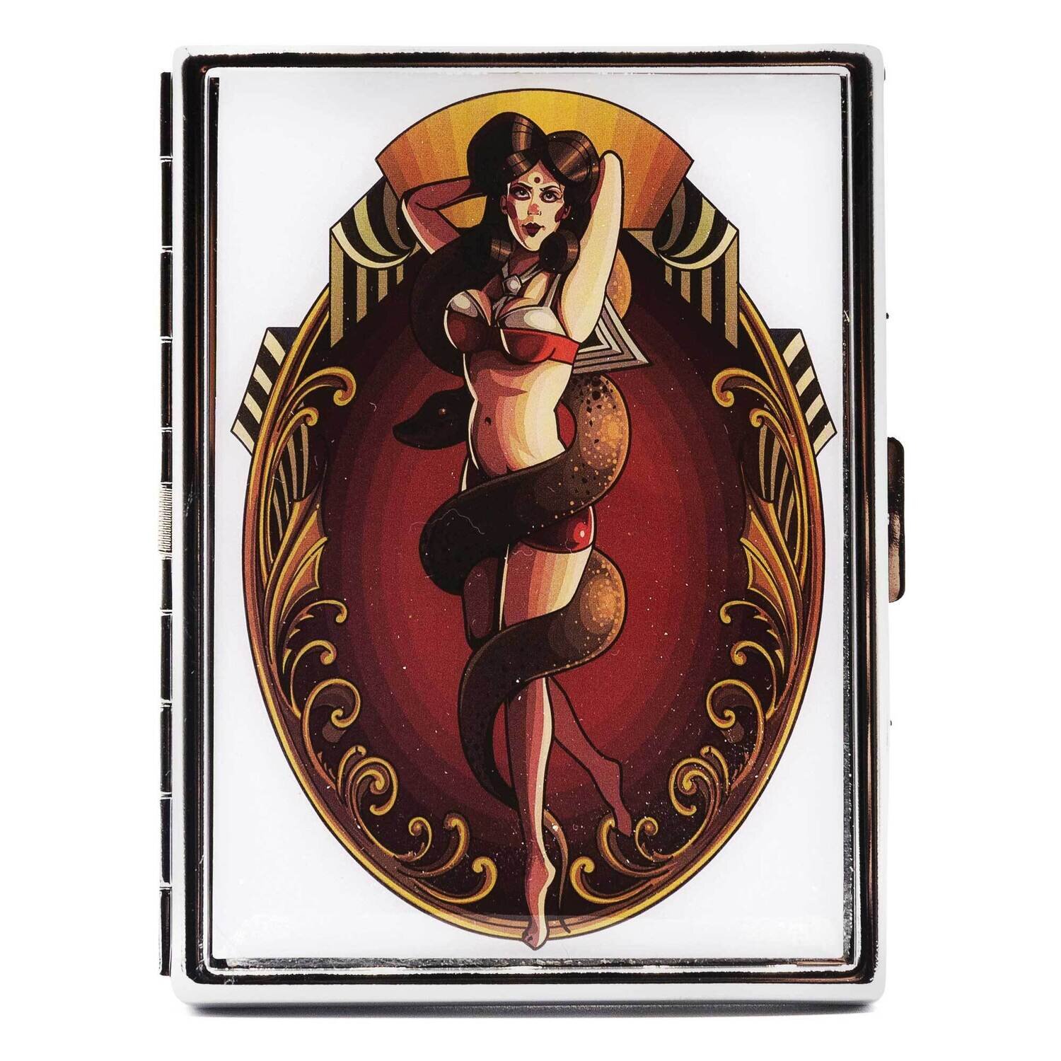 Silver-tone Vintage Style Snake Epoxy 9-Cigarette Card Case GM22676, MPN: GM22676, 788089153144