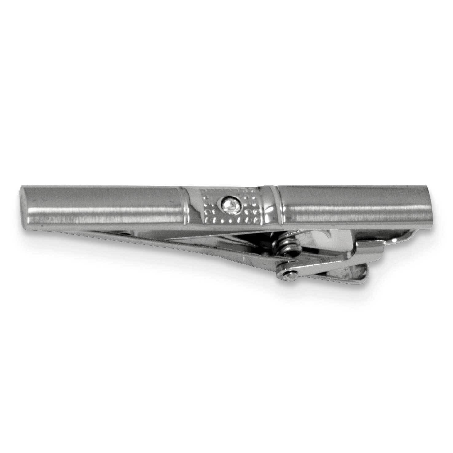 Silver-tone Center CZ Tie Bar GM22690