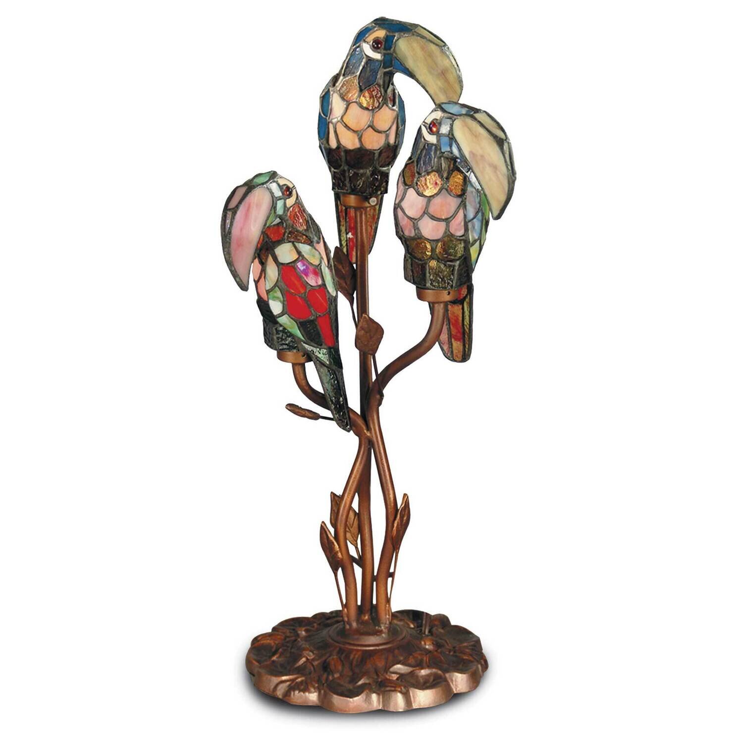 11x22.5 Three Parrot Tiffany Accent Lamp GM22696