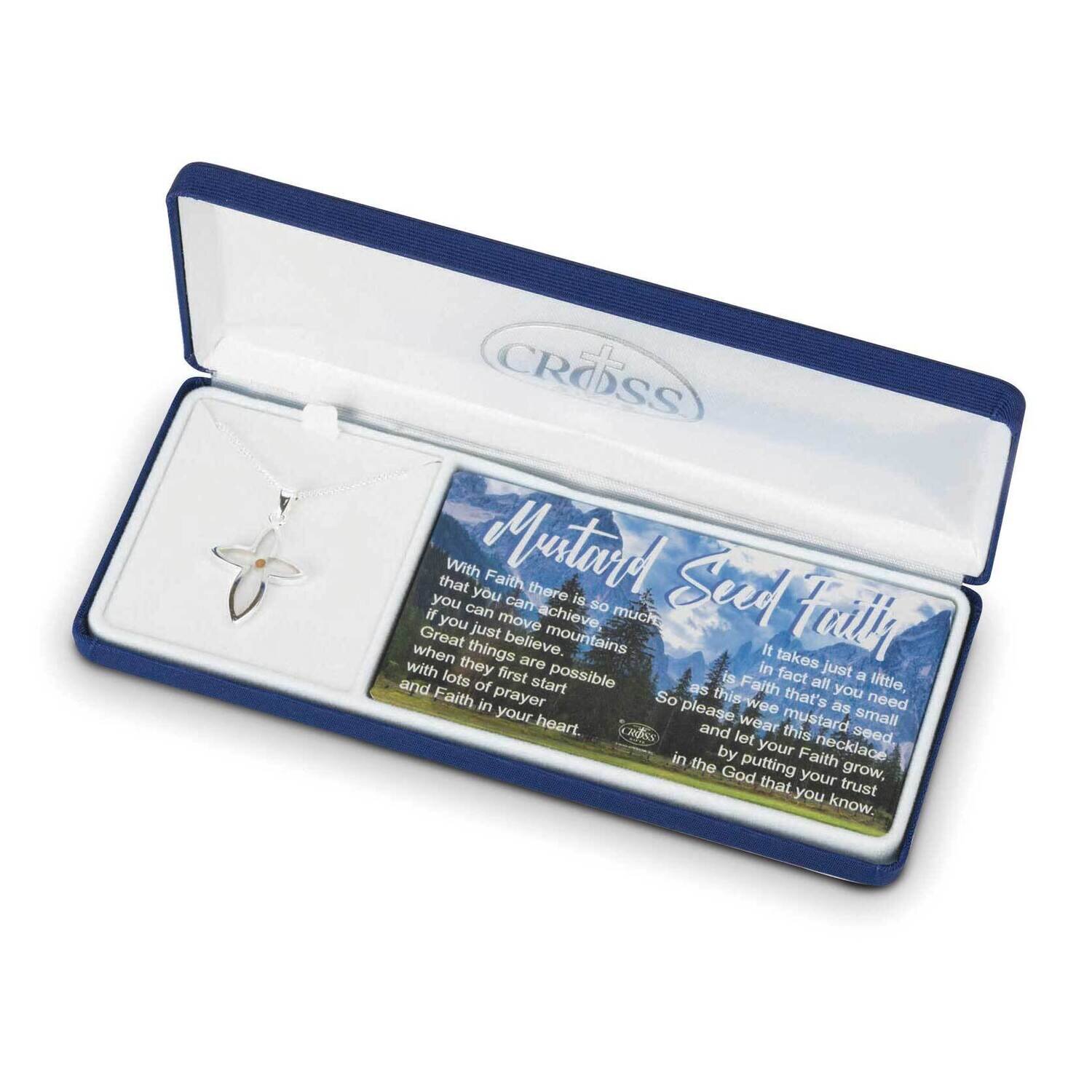 Silver-plated Mustard Seed Petal Cross Necklace GM22787, MPN: GM22787, 603799424516