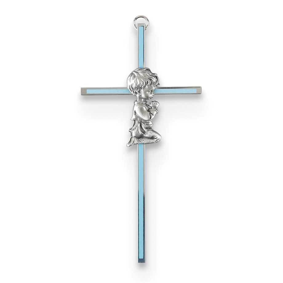 Silver-tone Metal Praying Boy Blue Enamel Wall Cross GM22837, MPN: GM22837, 603799225878