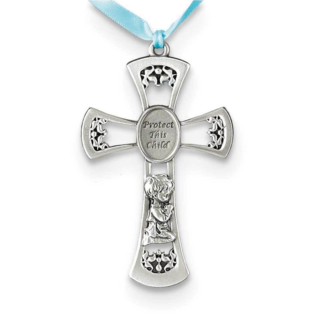 Pewter Protect This Child with Praying Boy Crib Cross GM22839