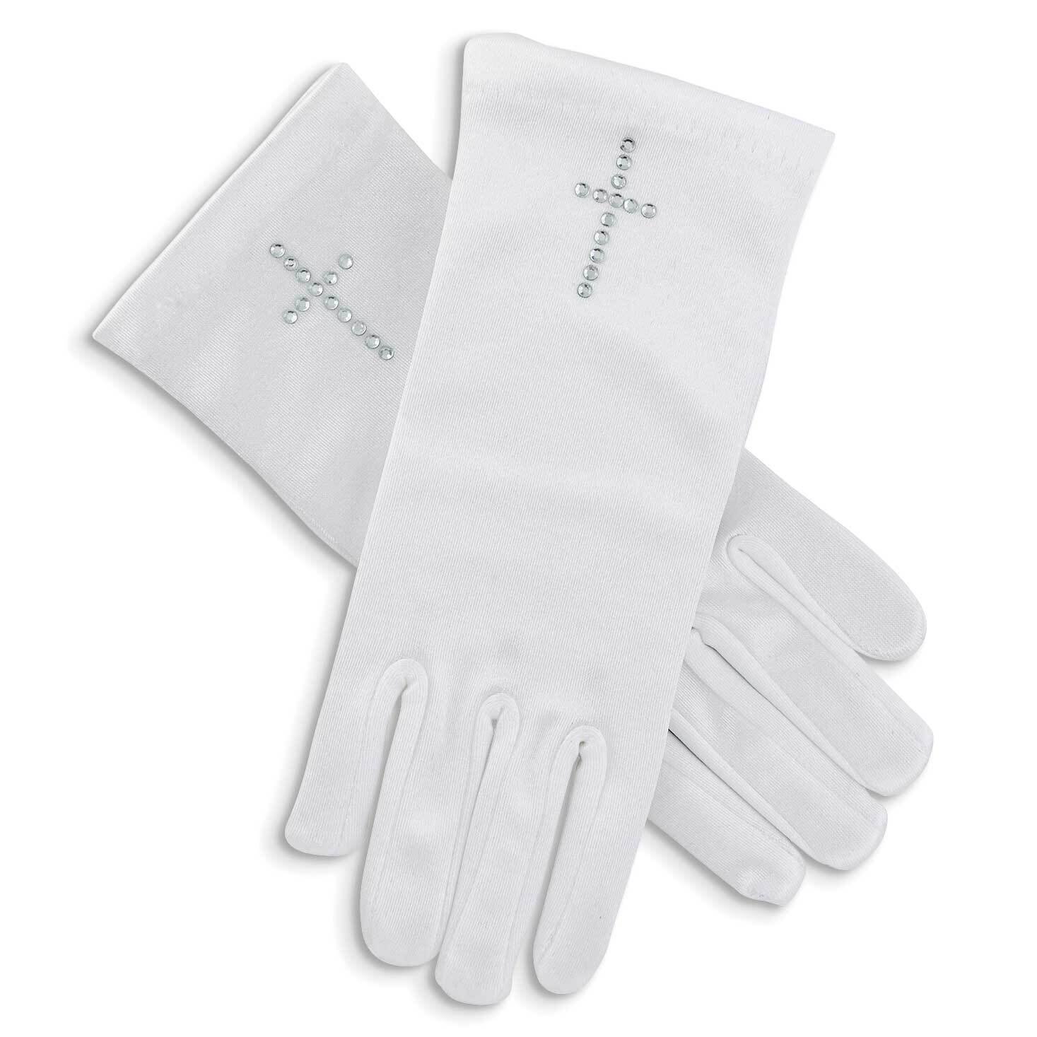 First Communion Satin Gloves with Pearl Cross GM22973