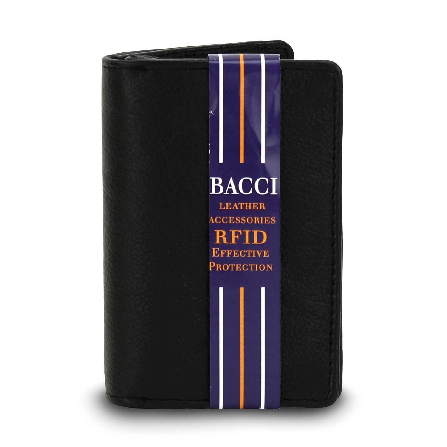 Black Cowhide RFID Bifold Wallet with Gusset GM23271