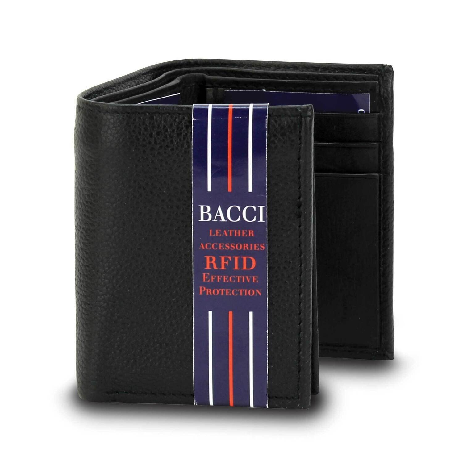 Black Cowhide RFID Side Window Trifold Wallet GM23273, MPN: GM23273,