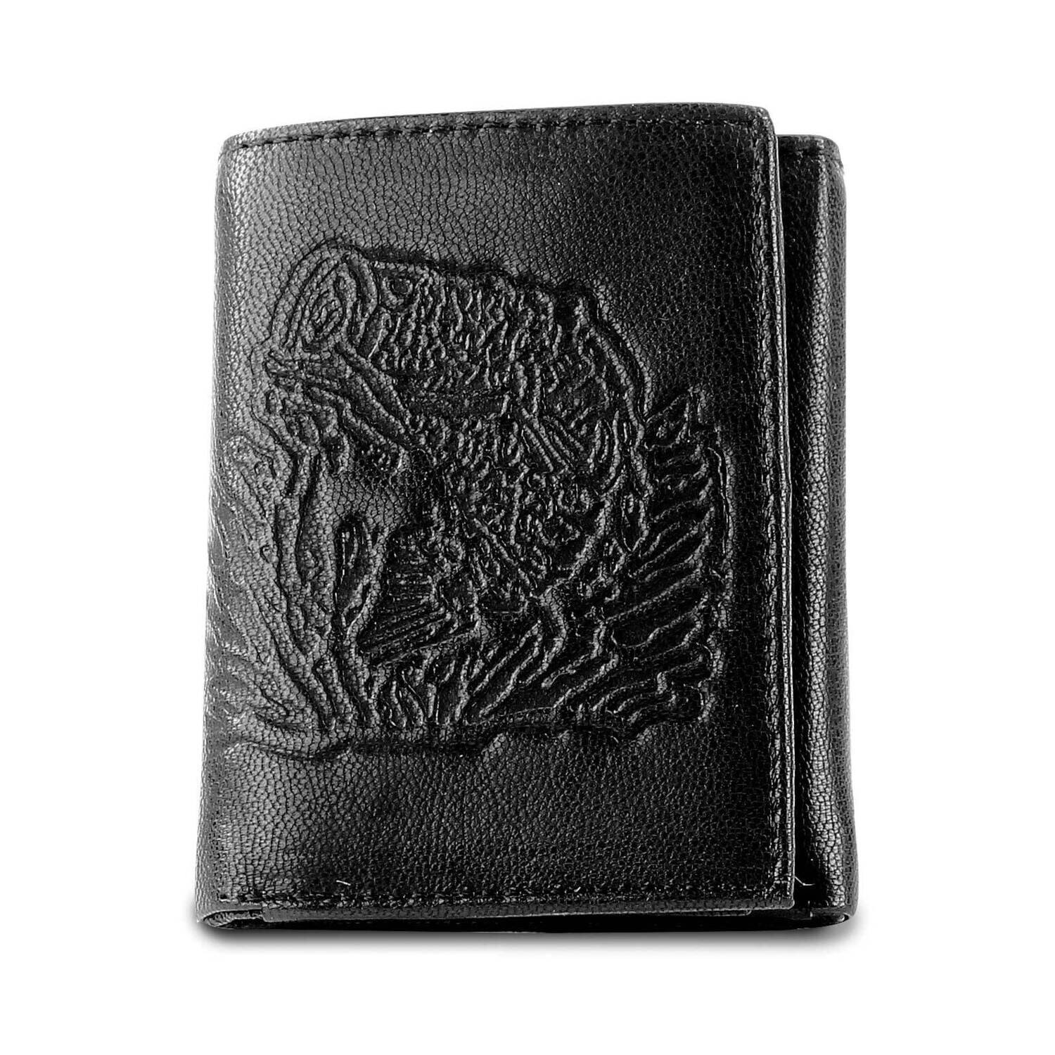 Black RFID Blocking Embossed Bass Trifold Wallet GM23275, MPN: GM23275,