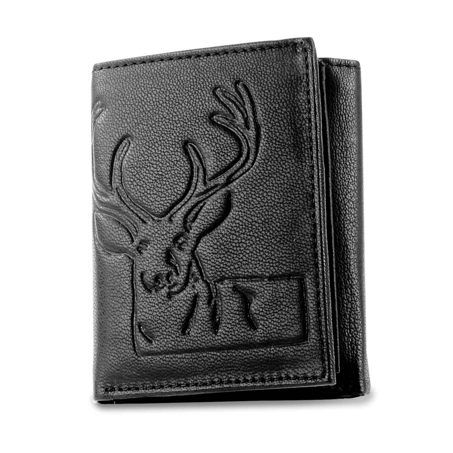 Black RFID Blocking Embossed Deer Trifold Wallet GM23277, MPN: GM23277,