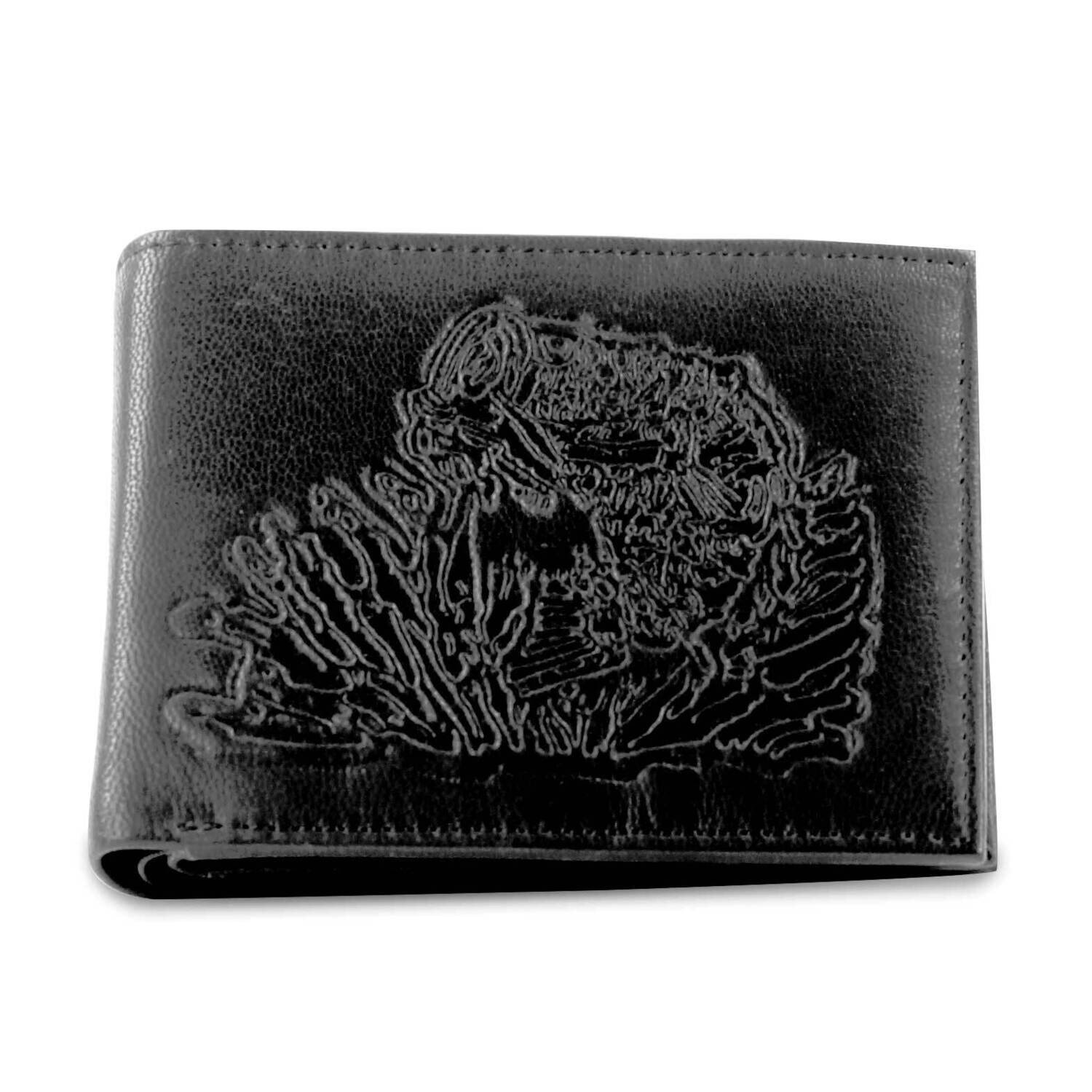 Black RFID Blocking Embossed Bass Bi Fold Wallet GM23281