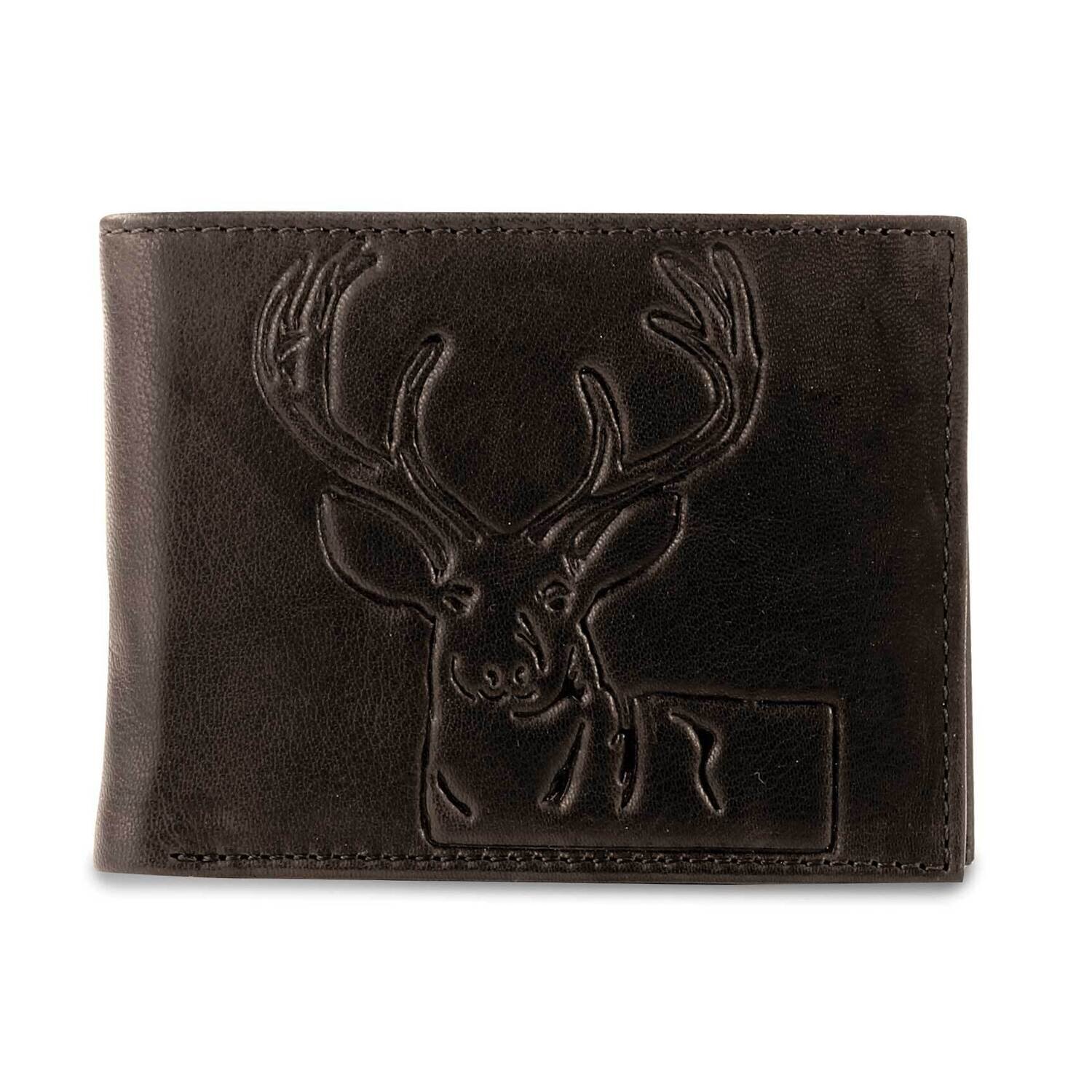 Brown RFID Blocking Embossed Deer Bi Fold Wallet GM23284, MPN: GM23284,