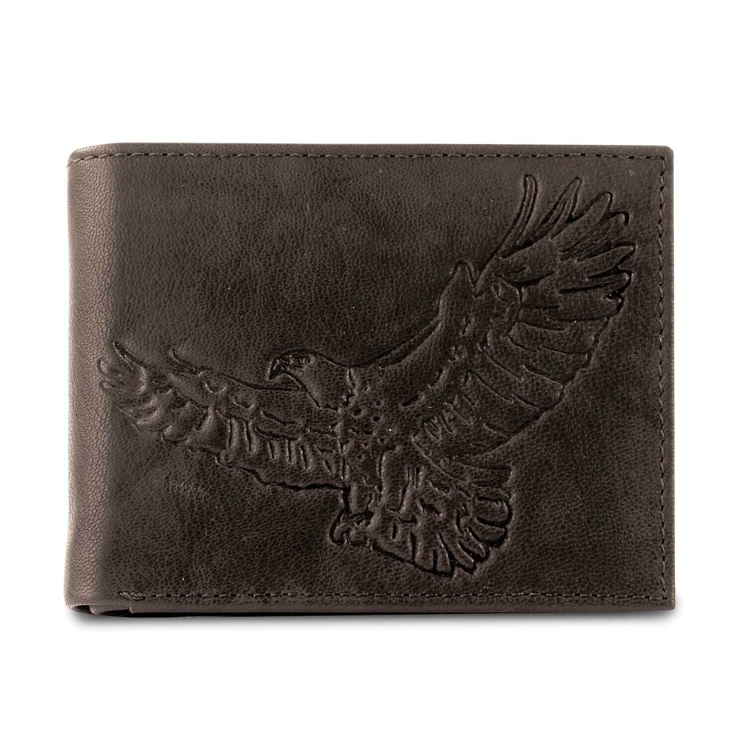 Brown RFID Blocking Embossed Eagle Bi Fold Wallet GM23286