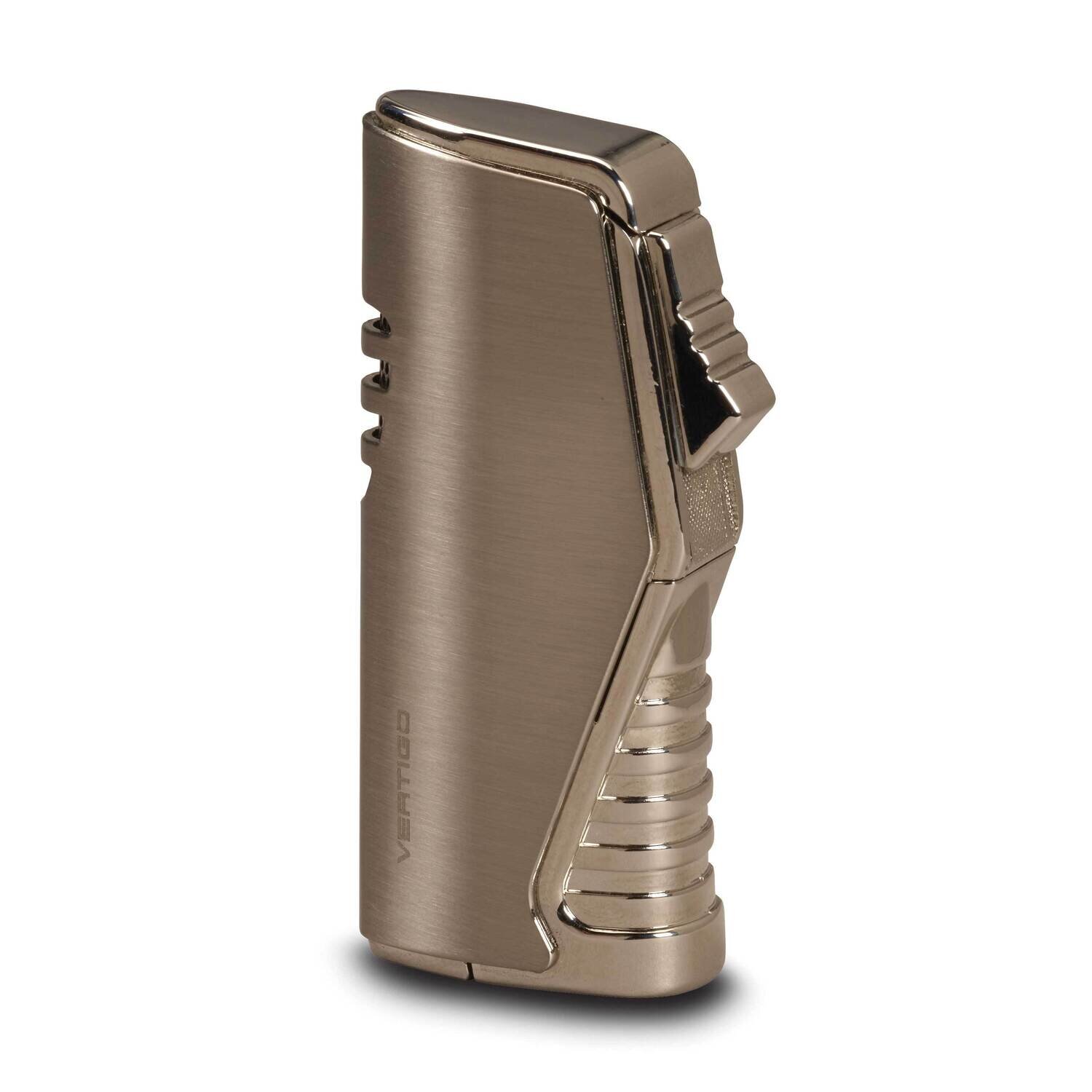 Atlas Triple Flame Lighter with Fold-out Punch Nickel GM23327