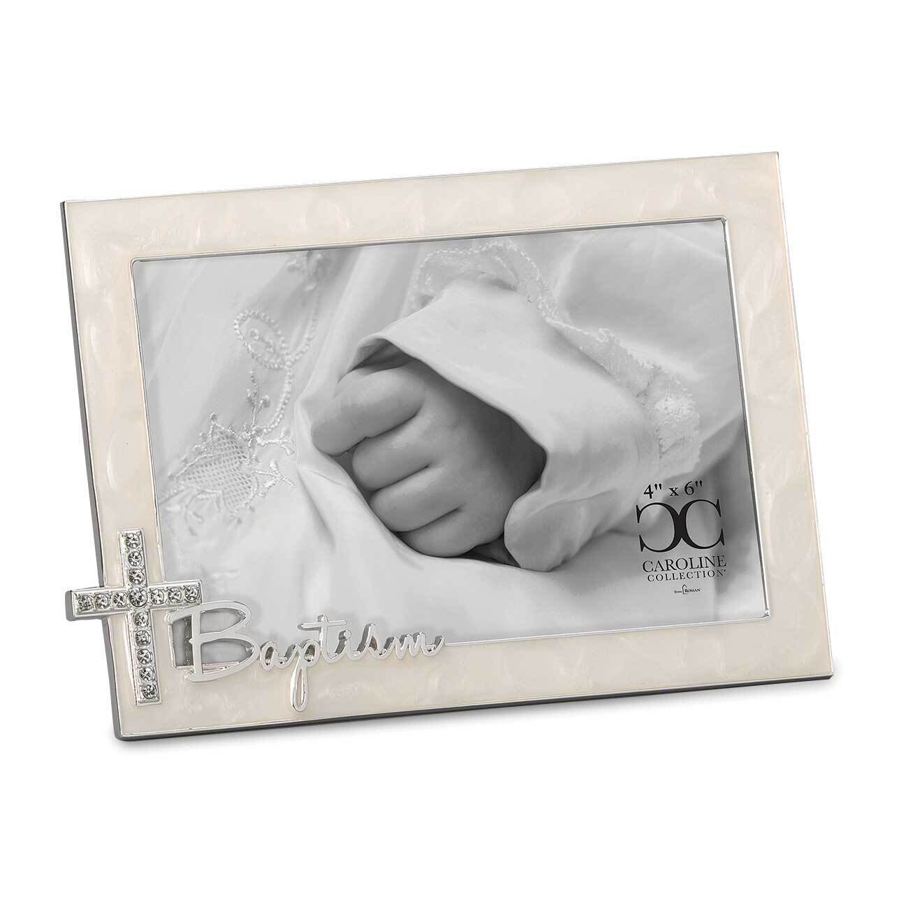 Silver-tone Ivory Enamel Baptism 4 x 6 Inch Photo Picture Frame GM23562