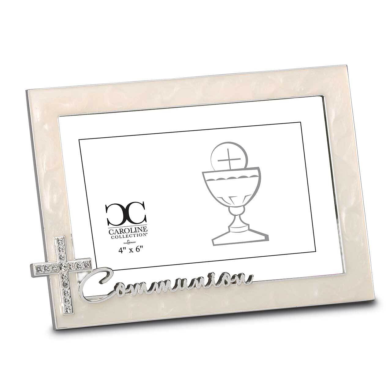 Silver-tone Ivory Enamel Communion 4 x 6 Inch Photo Picture Frame GM23563