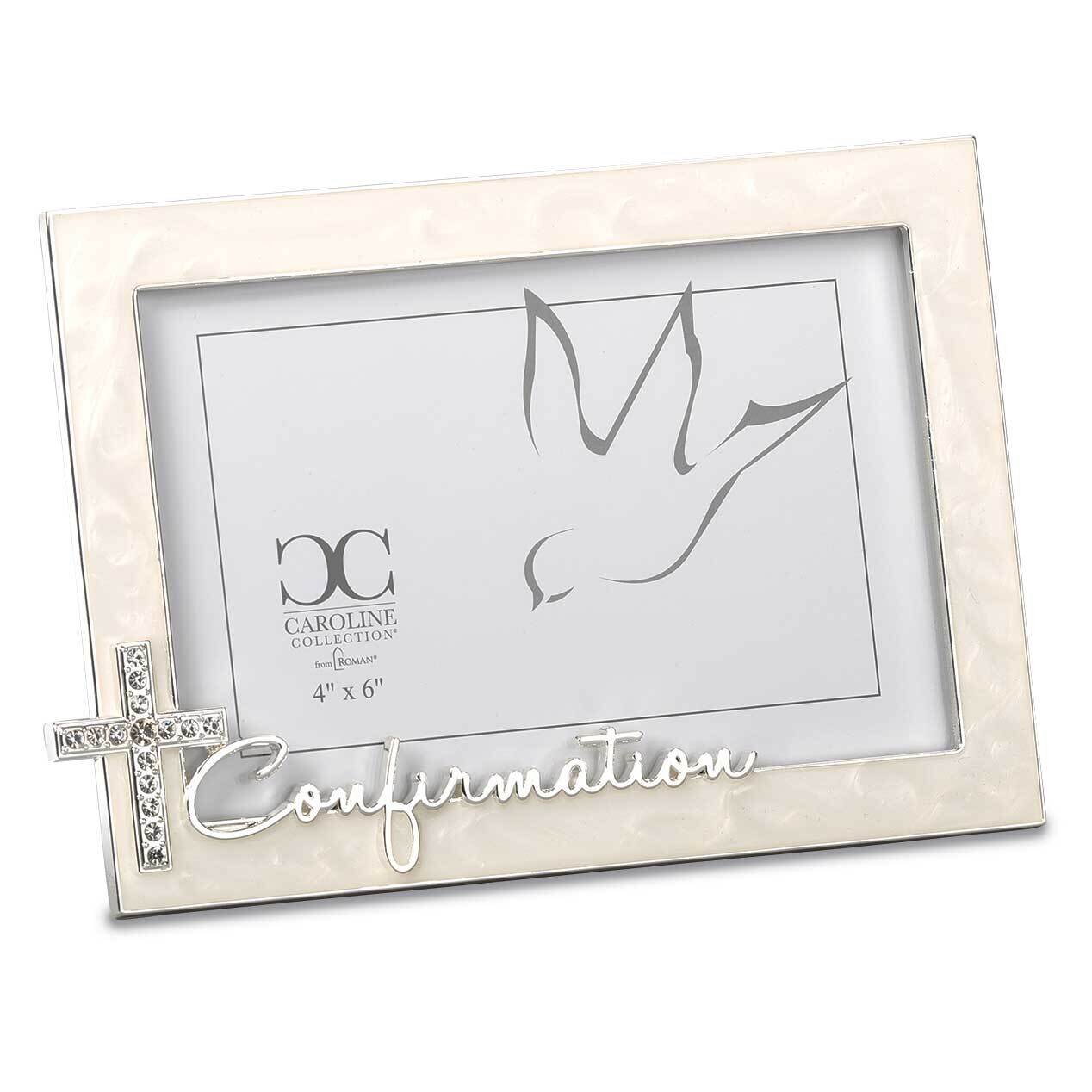 Silver-tone Ivory Enamel Confirmation 4 x 6 Inch Photo Picture Frame GM23564