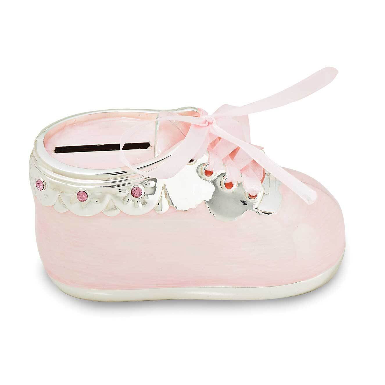 Silver-tone Zinc Alloy Pink Girl Shoe Bank GM23589