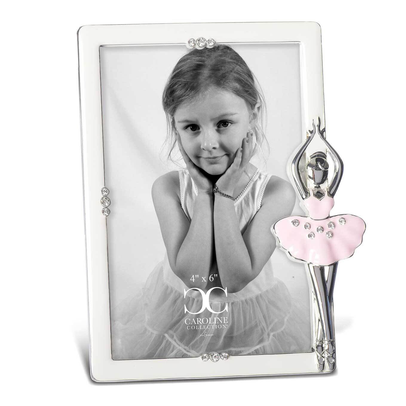 Silver-tone Ivory Enamel Ballet 4 x 6 Inch Picture Frame with Ballerina GM23598