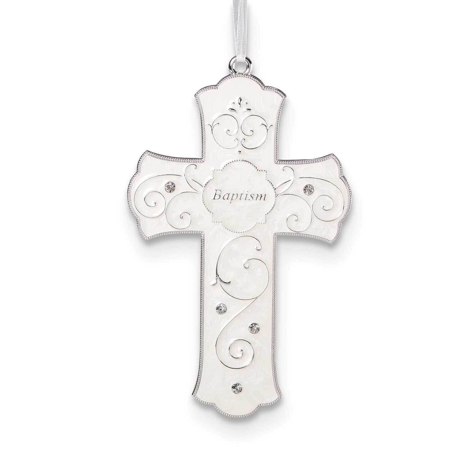 Silver-tone Ivory Enamel Baptism Cross GM23601, MPN: GM23601, 89945698923