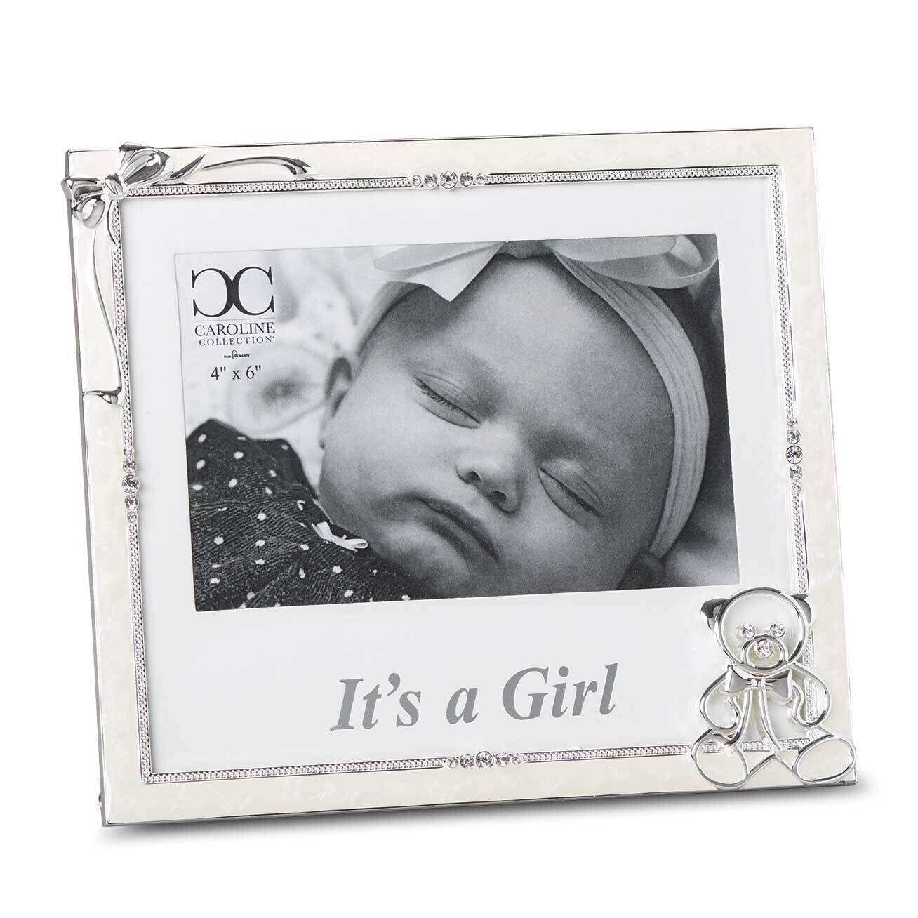 Silver-tone Ivory Enamel It's a Girl 4 x 6 Inch Picture Frame GM23608