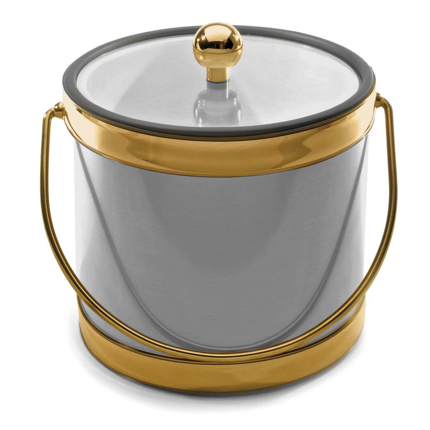 Brushed Silver-tone with Gold-tone Band Doublewall 3 qt. Ice Bucket GM23698, MPN: GM23698, 37533562…
