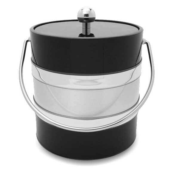 Black with Silver-tone Band Doublewall Insulated Ice Bucket GM23699