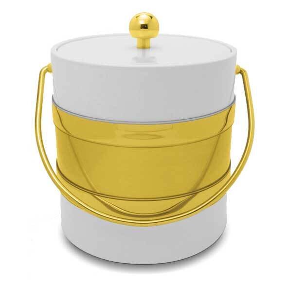 White with Gold-tone Band Doublewall Insulated 3qt. Ice Bucket GM23700
