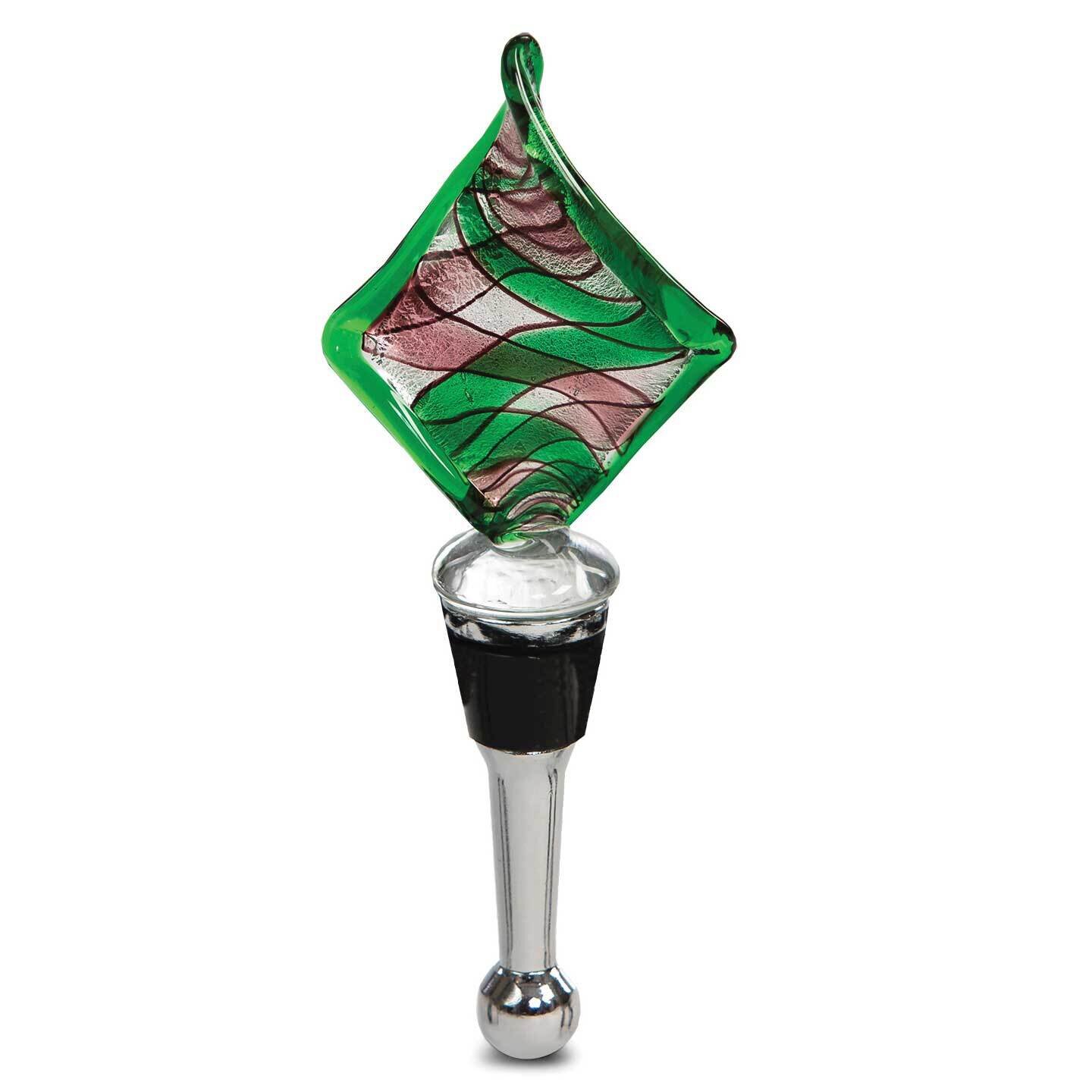 Green Glass Diamond-shaped Bottle Stopper GM23723