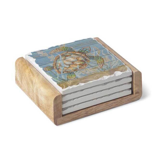 Turtle Under Sea Set of Four Coasters with Holder GM23797, MPN: GM23797, 608814152627