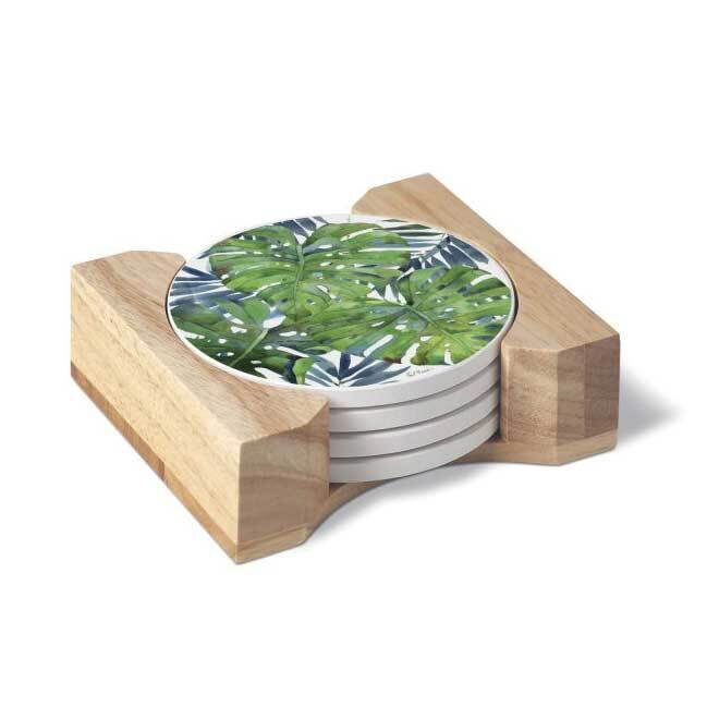 Palms Set of Four Coasters with Holder GM23812, MPN: GM23812, 608814096662