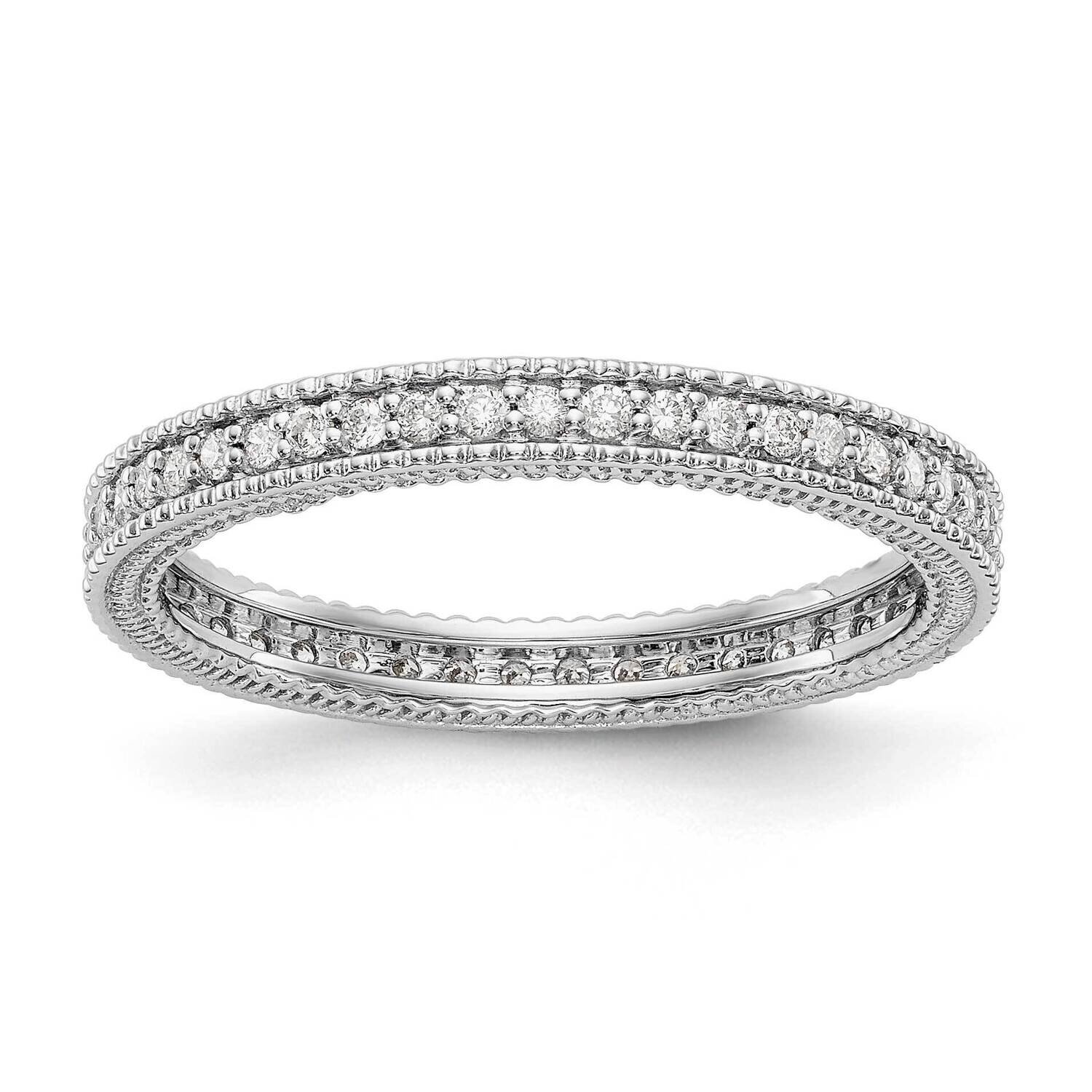 Polished 1/3CT Milgrain Edge Diamond Eternity Band 14k White Gold ET0003-033-7W4, MPN: ET0003-033-7…