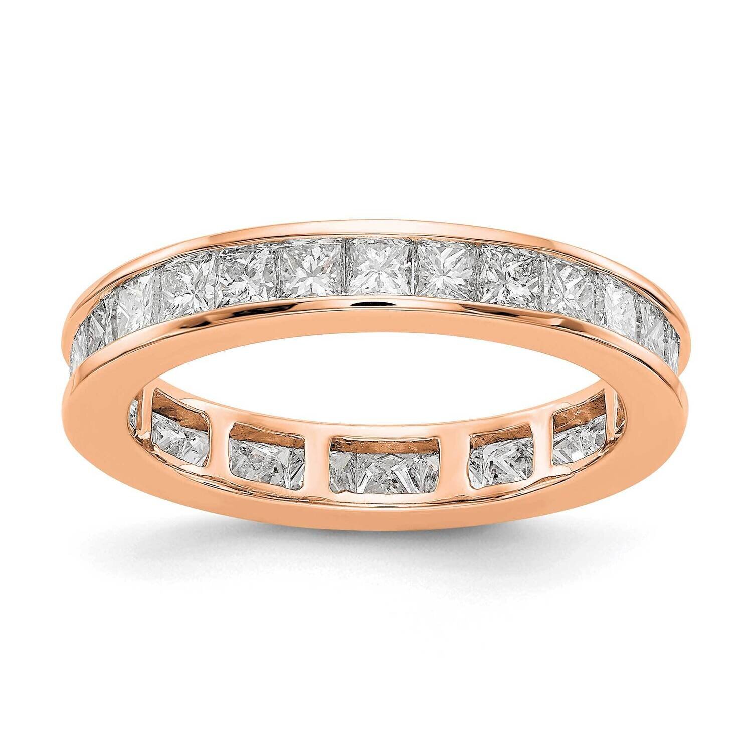 Polished 2ct Princess Channel Set Diamond Eternity Band 14k Rose Gold ET0010-200-7R4, MPN: ET0010-2…