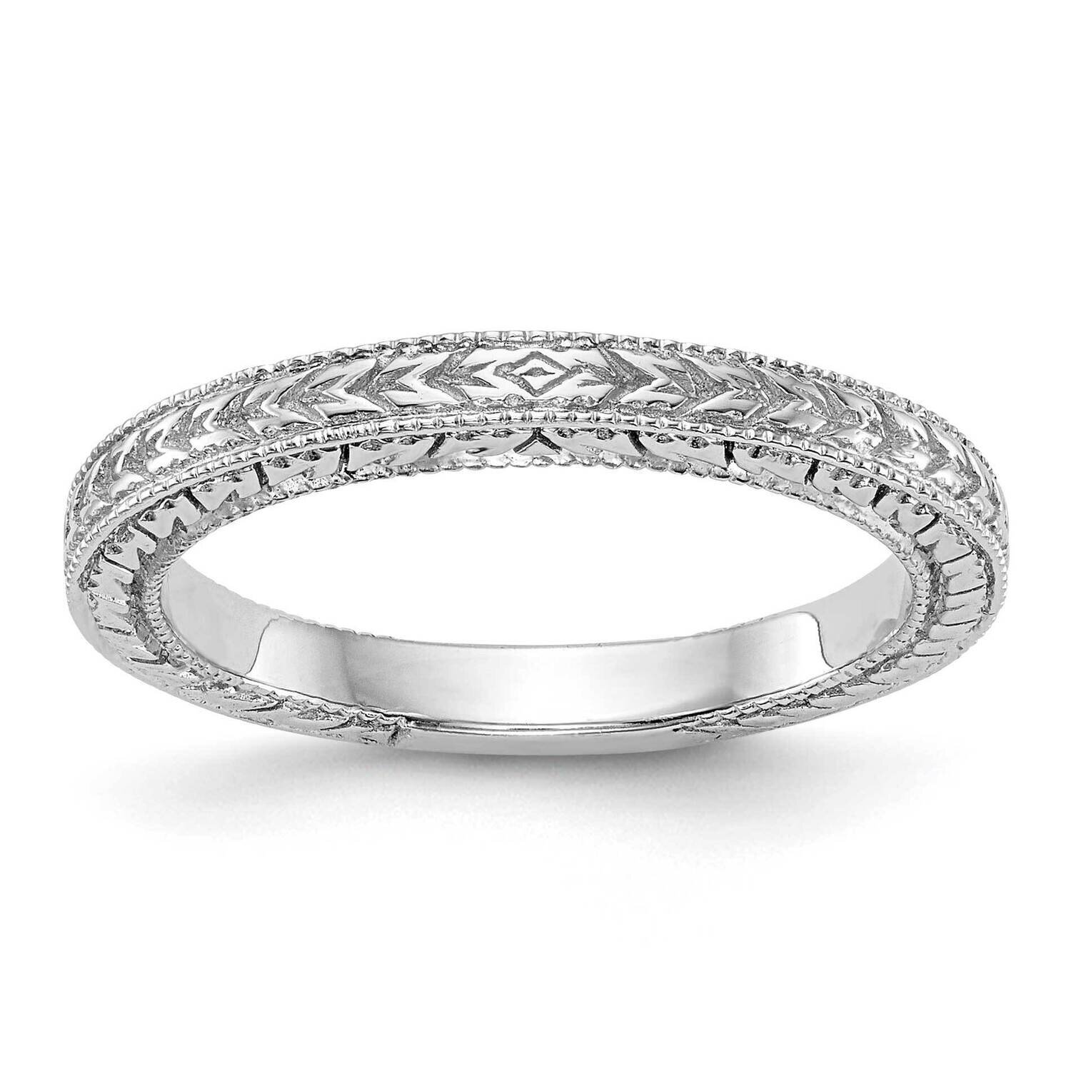 Etched Wedding Band 14k White Gold RM1992B-W