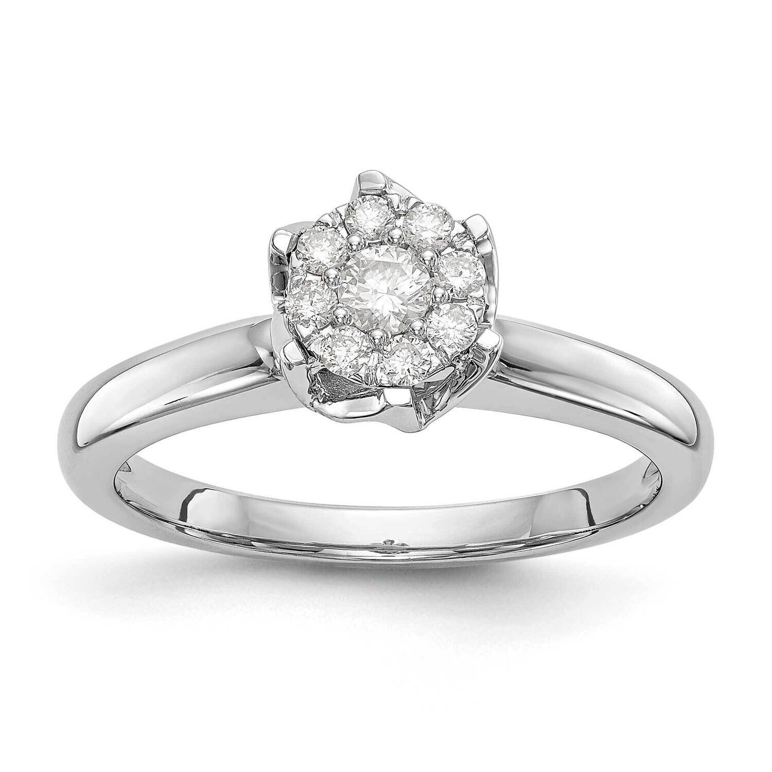 Complete Diamond Cluster Engagement Ring 14k White Gold RM2352E-025-WAA, MPN: RM2352E-025-WAA,