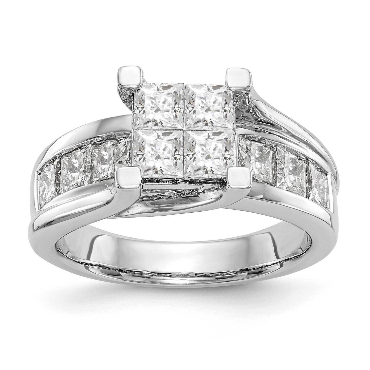 Complete Diamond Cluster Engagement Ring 14k White Gold RM2382E-200-WAA, MPN: RM2382E-200-WAA,
