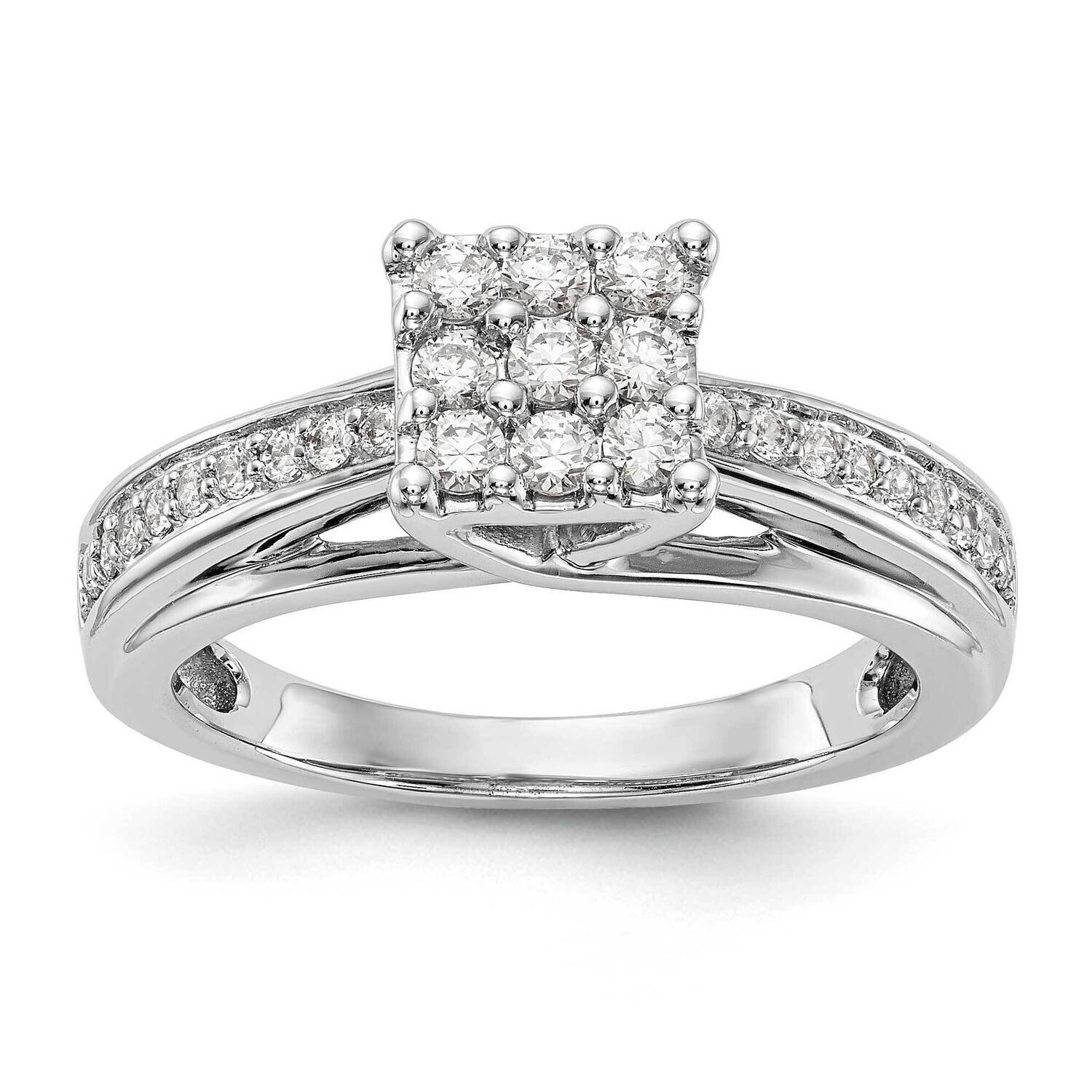 Complete Diamond Cluster Engagement Ring 14k White Gold RM2390E-050-WAA, MPN: RM2390E-050-WAA,