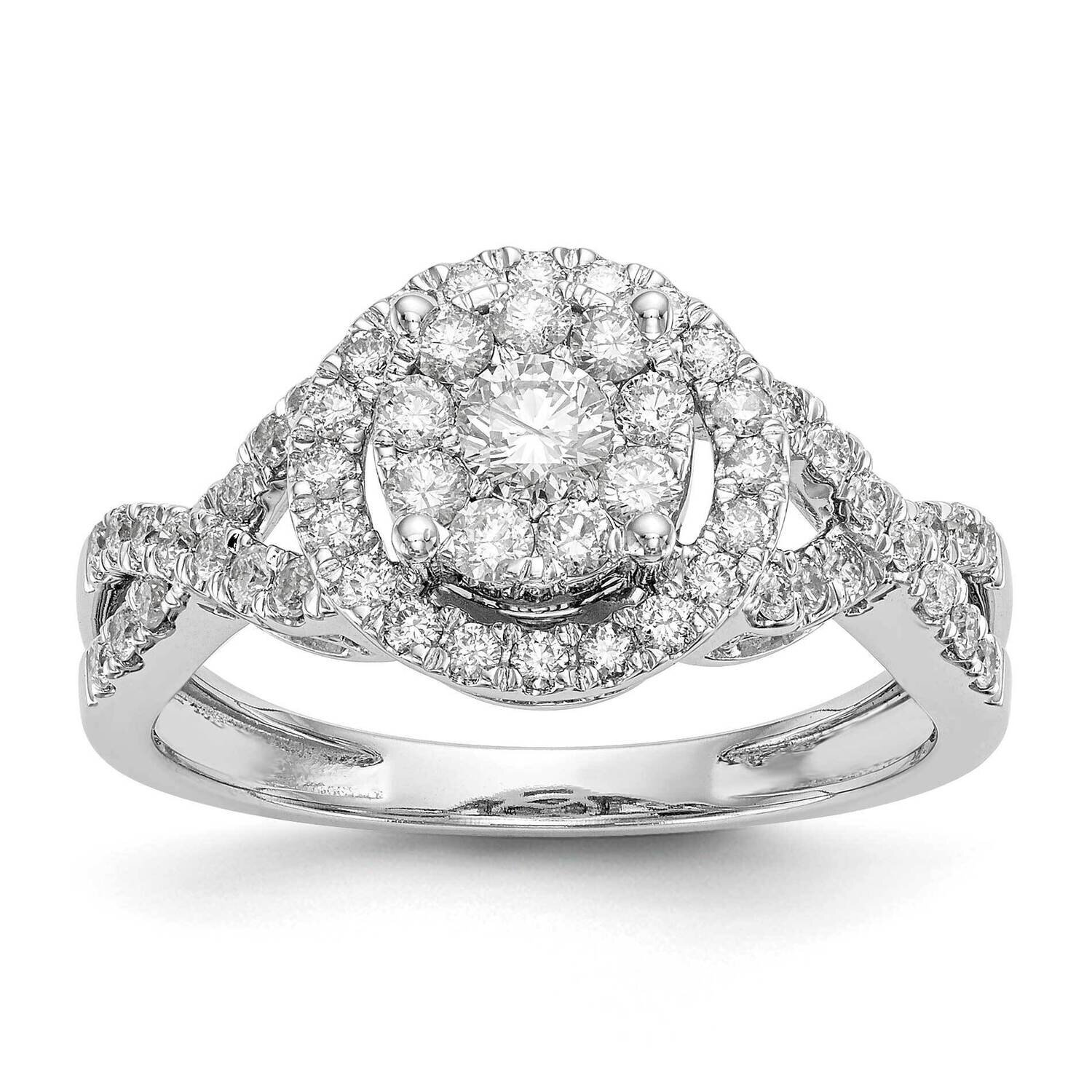 Complete Diamond Cluster Engagement Ring 14k White Gold RM2393E-075-WAA