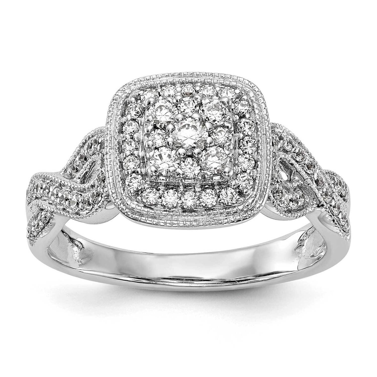 Complete Diamond Cluster Engagement Ring 14k White Gold RM2395E-050-WAA