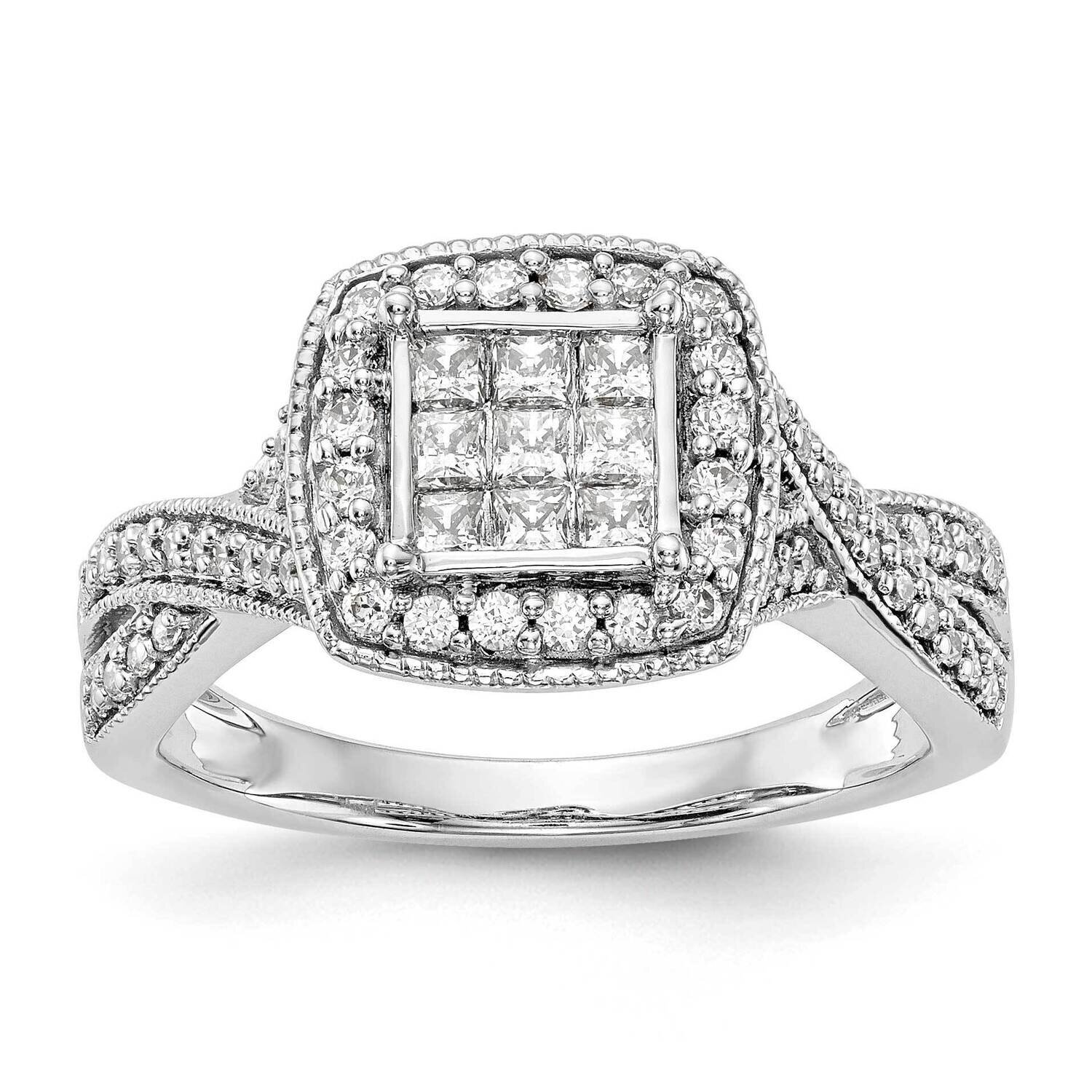 Complete Diamond Cluster Engagement Ring 14k White Gold RM2396E-070-WAA, MPN: RM2396E-070-WAA,